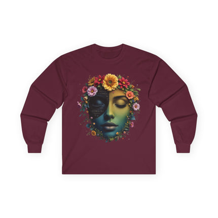 Floral Serenity Long Sleeve Tee - Relaxed Style, Unisex Apparel, Gift for Nature Lovers, Bohemian Vibe, Perfect for Spring