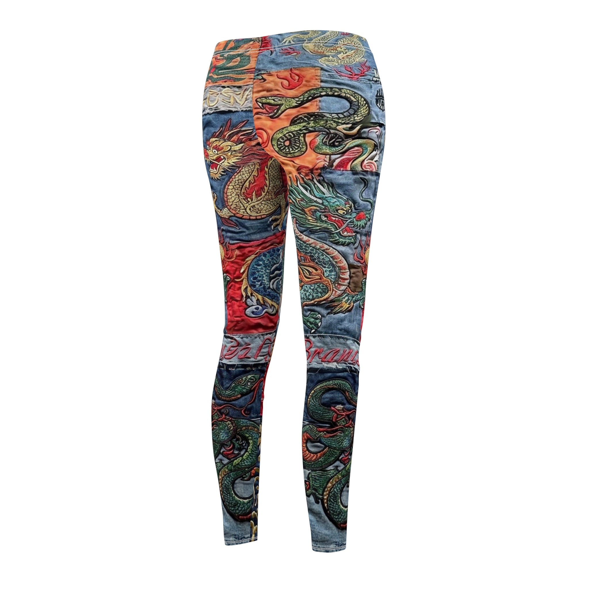 Dragon Patchwork Leggings — Women's All-Over Print Casual Yoga Pants