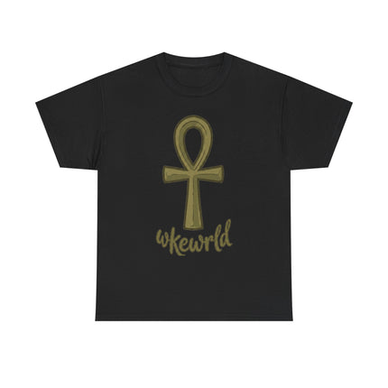 Ankh Graphic Tee — "wkewrld" Gold Symbol T-Shirt