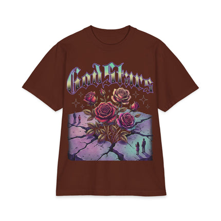 Graphic Tee — "Out of Cracks, One Flower" Gothic Rose Design