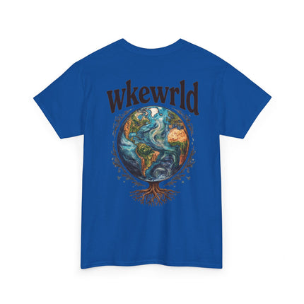 Earth Tree Graphic Tee — "WKE WRLD" Vintage Globe Design