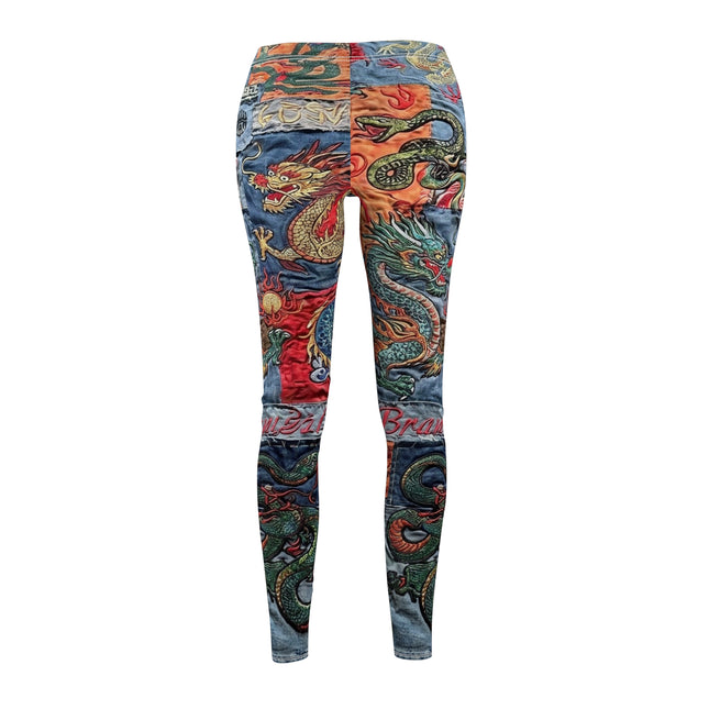 Dragon Patchwork Leggings — Women's All-Over Print Casual Yoga Pants