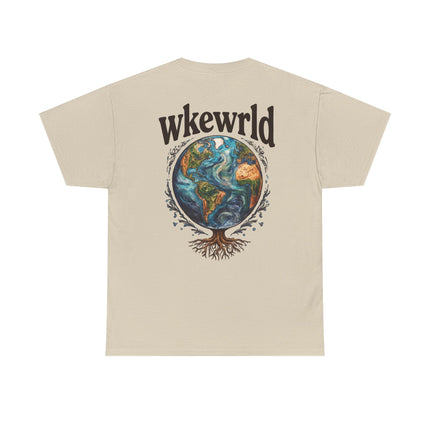 Earth Tree Graphic Tee — "WKE WRLD" Vintage Globe Design