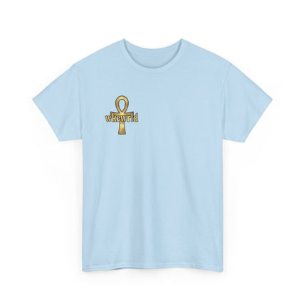 Ankh Logo Tee — Gold "wkewrld" Graphic T-Shirt
