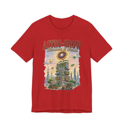 Astro-Grow Sunflower Tee — Retro Space Garden Graphic T-Shirt