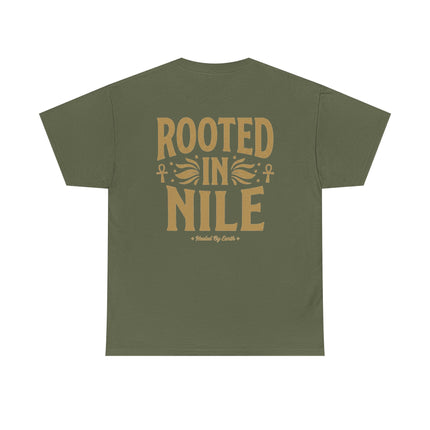 Rooted in Nile T-Shirt — Gold Ankh Egyptian Heritage Tee