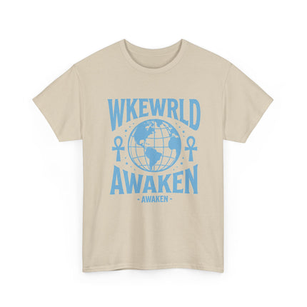 Awaken World Graphic Tee — Globe & Ankh Spiritual T-Shirt