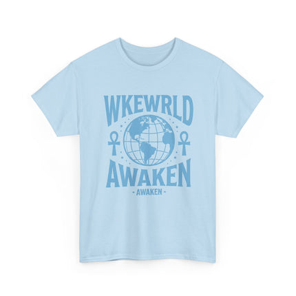 Awaken World Graphic Tee — Globe & Ankh Spiritual T-Shirt