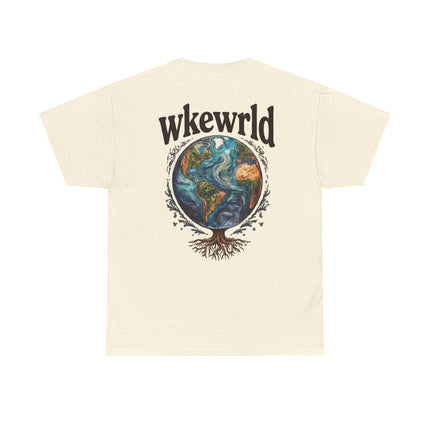 Earth Tree Graphic Tee — "WKE WRLD" Vintage Globe Design