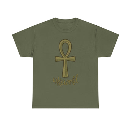 Ankh Graphic Tee — "wkewrld" Gold Symbol T-Shirt