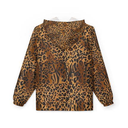 Leopard Print Windbreaker Jacket - All-Over-Print Animal Print Hooded Windbreaker