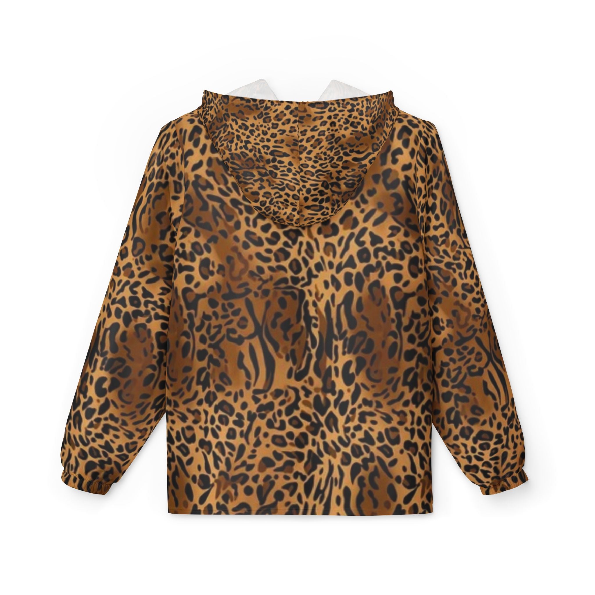 Leopard Print Windbreaker Jacket - All-Over-Print Animal Print Hooded Windbreaker