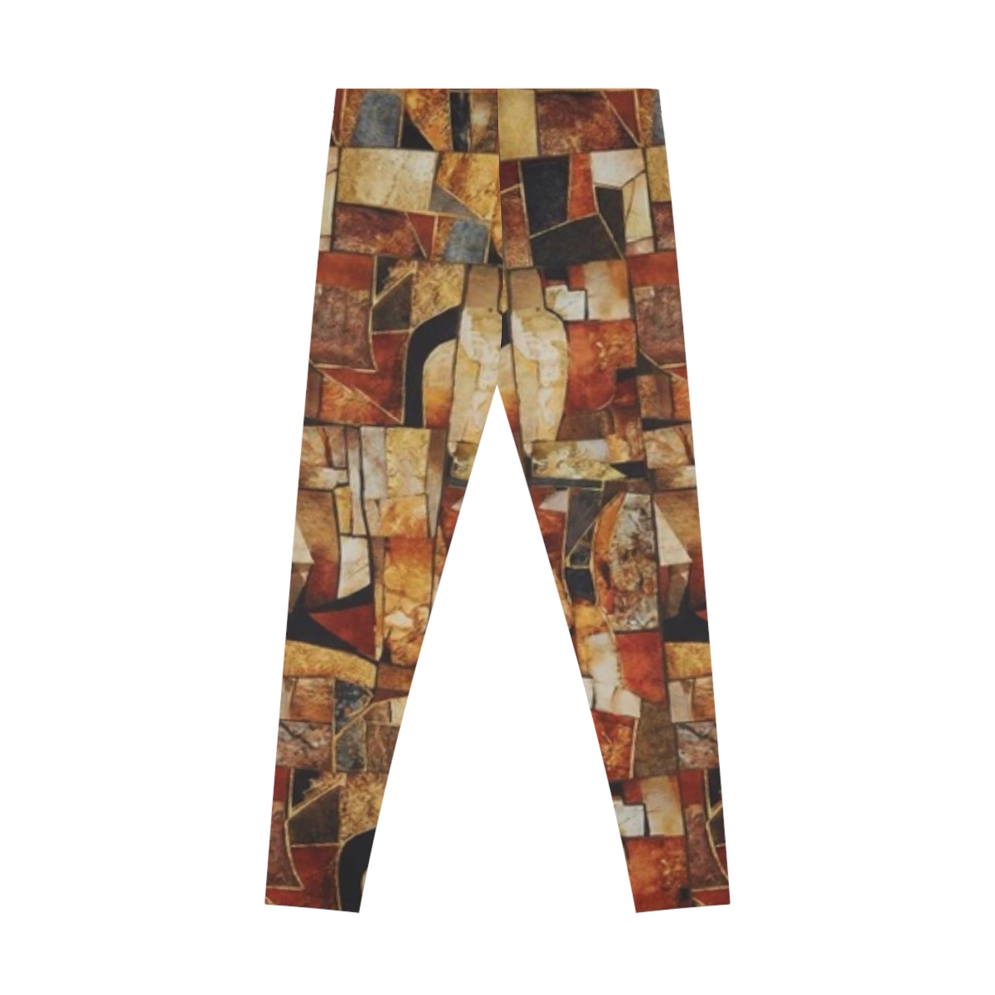 Abstract Mosaic Leggings — Earth Tone All-Over Print
