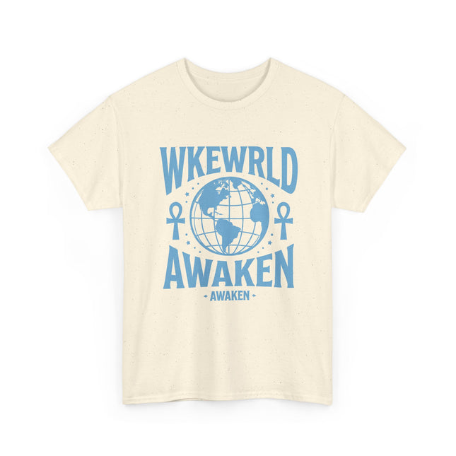 Awaken World Graphic Tee — Globe & Ankh Spiritual T-Shirt