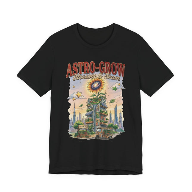 Astro-Grow Sunflower Tee — Retro Space Garden Graphic T-Shirt