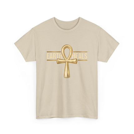Rooted in Nile T-Shirt — Gold Ankh Egyptian Heritage Tee