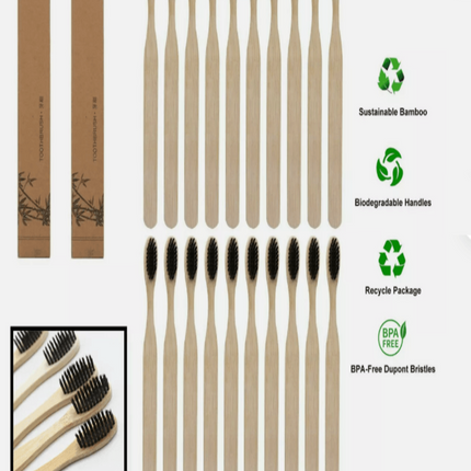 SINGLE BAMBOO TOOTH BRUSH WITH CHARCOAL BRISTLES