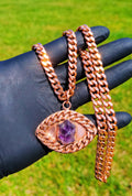 Copper Cuban Link Chain And Eye Pendant