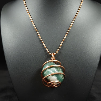 Copper Wire Wrapped Spiral Necklace