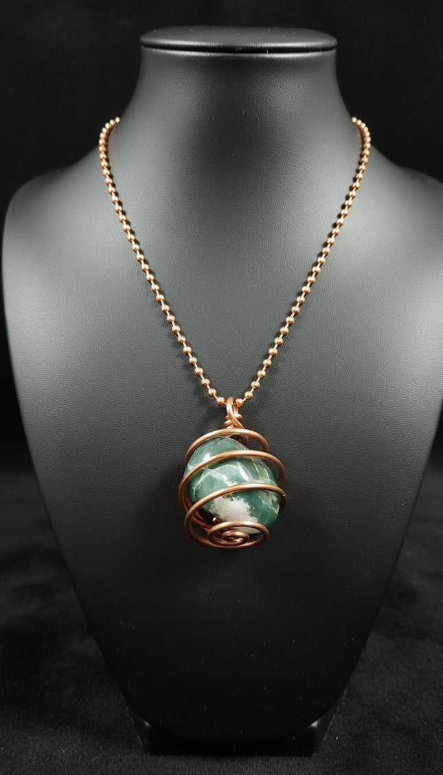 Copper Wire Wrapped Spiral Necklace