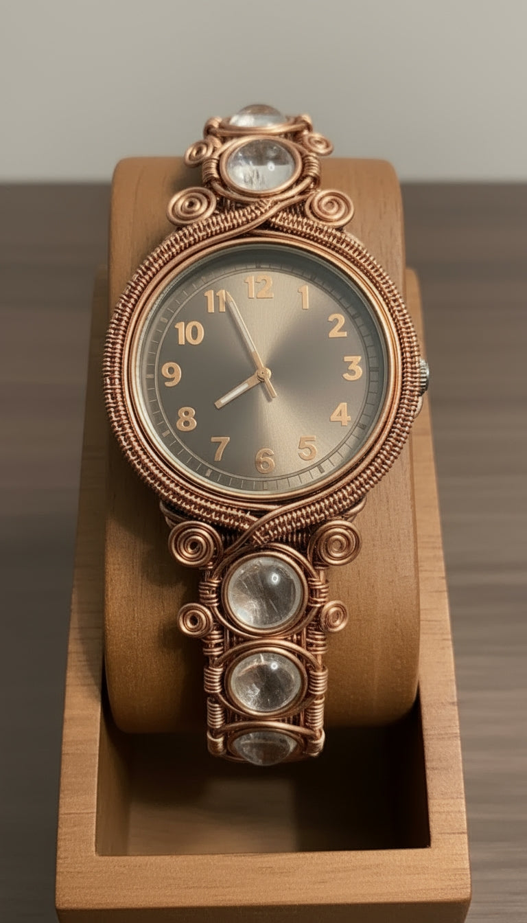 Custom wire wrapped Clear Quartz Clarity/Focus Watch￼