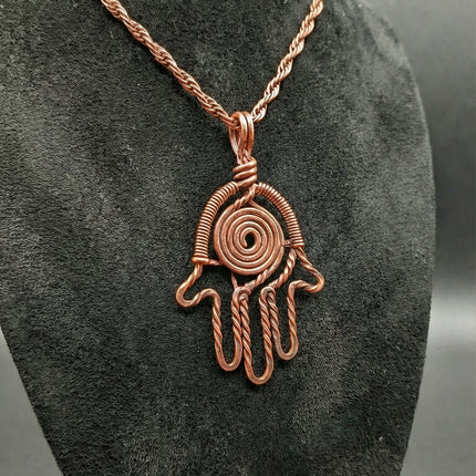 Custom Pure Copper Wire Wrapped Hamsa Necklace