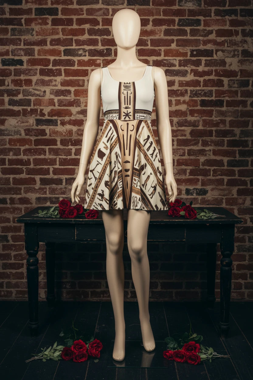 Egyptian Hieroglyph Dress - Vintage Ancient Egypt Print