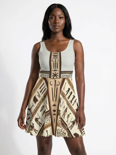 Egyptian Hieroglyph Dress - Vintage Ancient Egypt Print