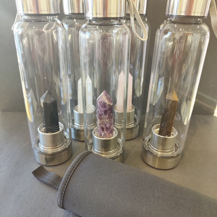 Crystal Infused Stainless Steel & Glass 16oz Water Bottle with Insulation Sleeve
