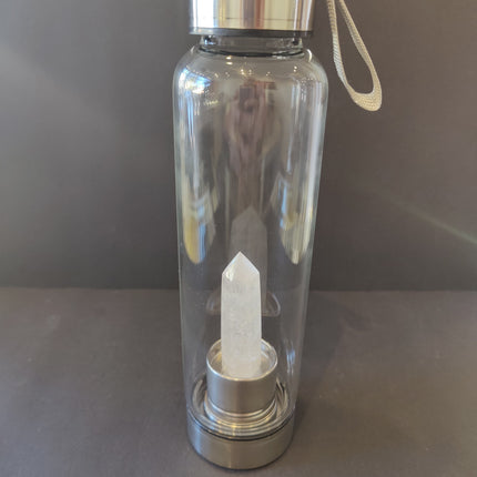 Crystal Infused Stainless Steel & Glass 16oz Water Bottle with Insulation Sleeve