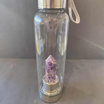 Crystal Infused Stainless Steel & Glass 16oz Water Bottle with Insulation Sleeve