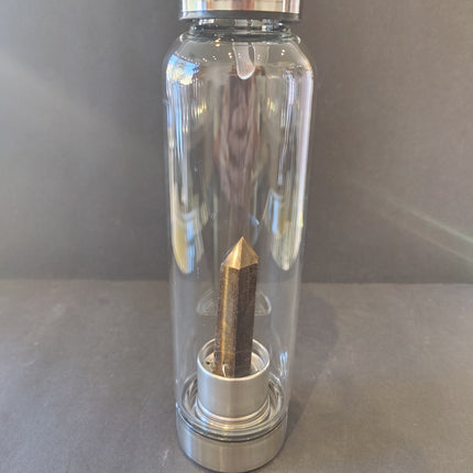Crystal Infused Stainless Steel & Glass 16oz Water Bottle with Insulation Sleeve