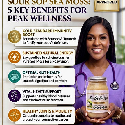 Soursop Sea Moss Gel | Organic Superfood Blend Boost Immunity & Detox Naturally