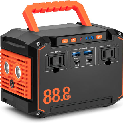 300W Portable Power Station Solar Generator w/ Foldable Solar Panel Camping Backup Power Supply
