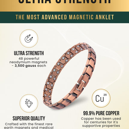 Ultra Strength Copper Magnetic Therapy Anklet
