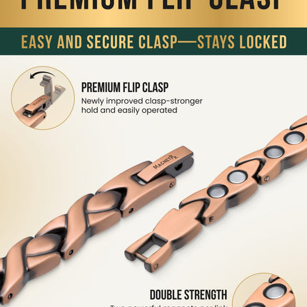 Ultra Strength Pure Copper Magnetic Therapy Bracelet (XO)