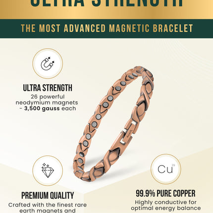 Ultra Strength Pure Copper Magnetic Therapy Bracelet (XO)